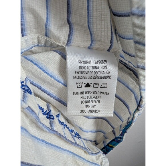 Robert Graham Ivory Striped Button Up Short Sleeve - Medium - Picture 6 of 8